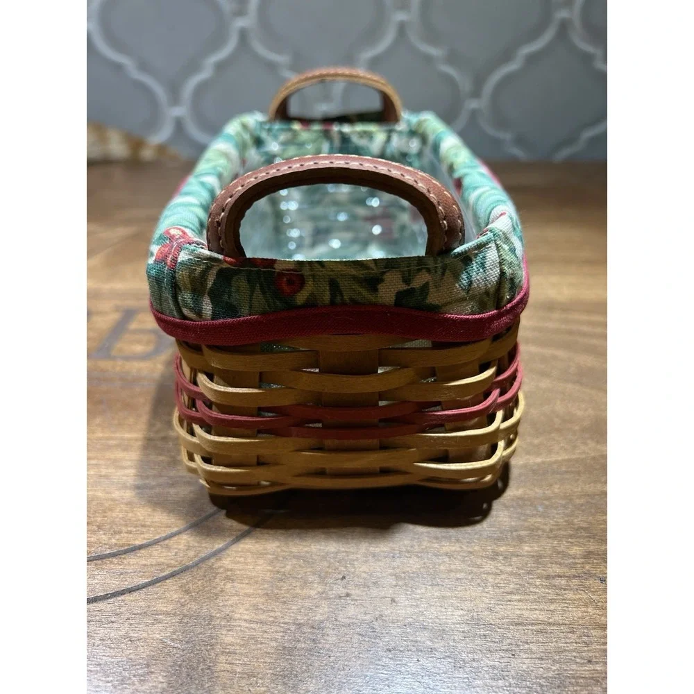 Longaberger Pet Treats Basket‎ With Floral Liner And Plastic Protector